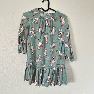 H & M unicorn long sleeve dress sz 7